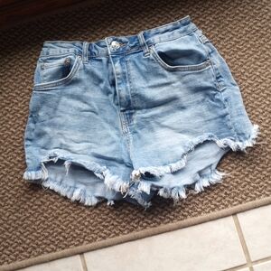 Love Tree Light Blue Frayed Jean Shorts